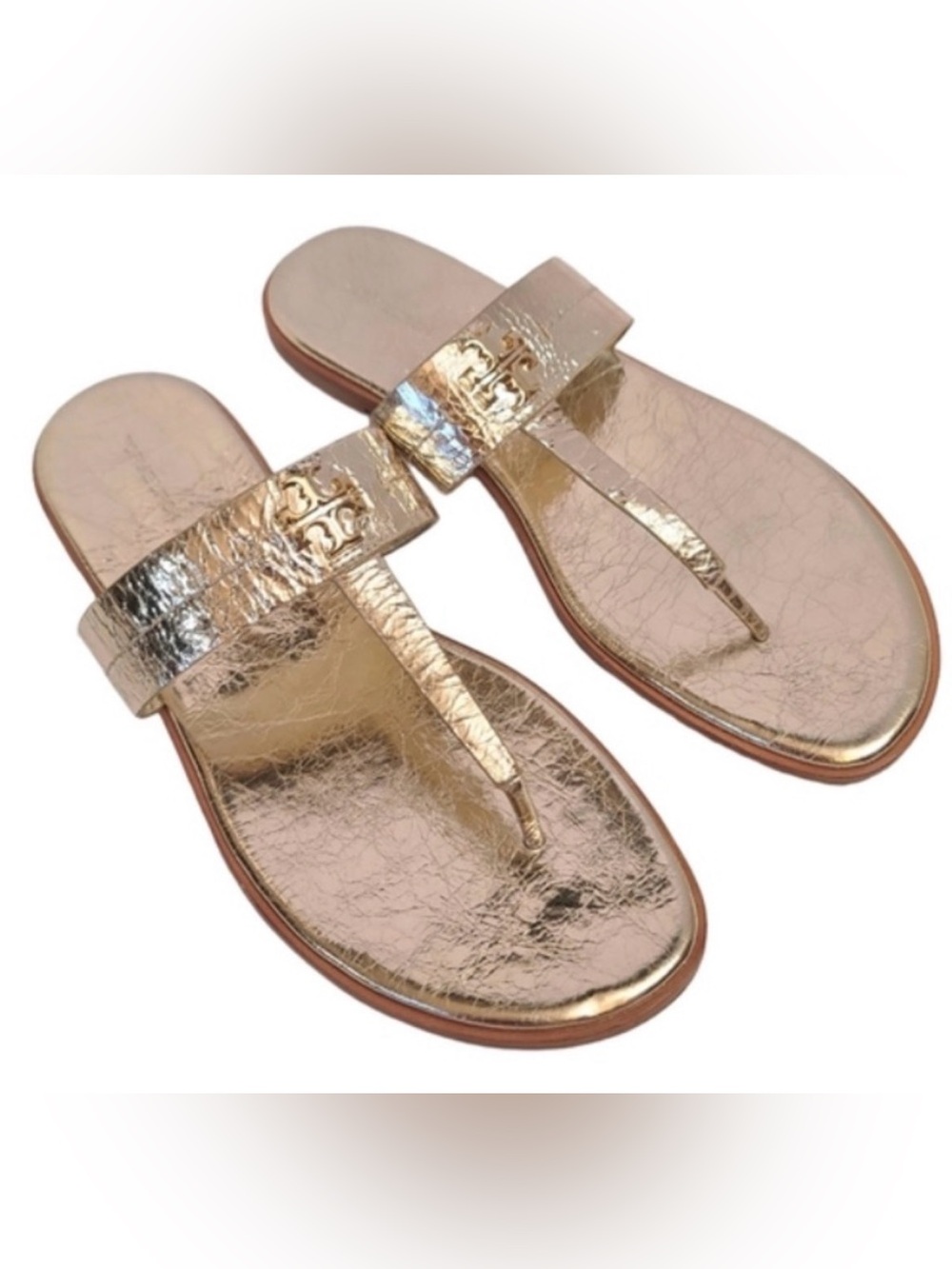 Like new Tory Burch Mini Everly Flat Sandal gold slim